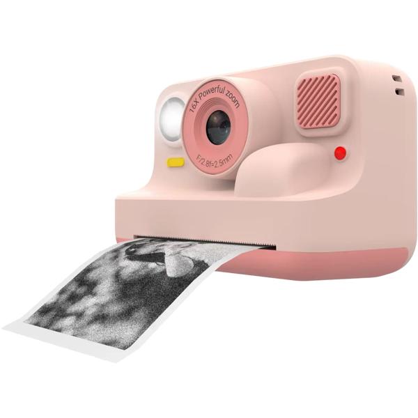 Kinder-Druckkamera mit Bluetooth, Rosa: Sofortbildkamera mit Thermodruck für Smartphone-Fotos, Full-HD-Video & 48MP Selfie-Linse