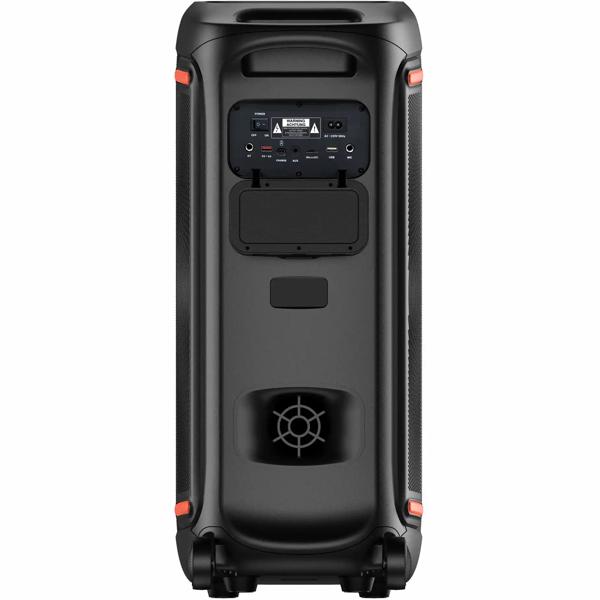 Bluetooth-Partylautsprecher 200W RMS: Musikbox mit LED-Lichtshow, TWS, Akku, Rollen, Mikrofon & Fernbedienung - IPX4 Spritzwasserschutz