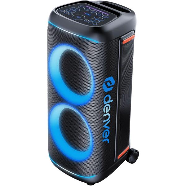 Bluetooth-Partylautsprecher 200W RMS: Musikbox mit LED-Lichtshow, TWS, Akku, Rollen, Mikrofon & Fernbedienung - IPX4 Spritzwasserschutz