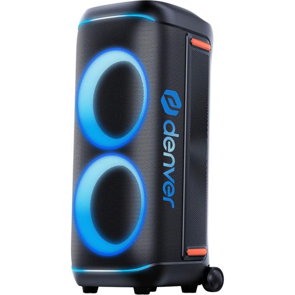 Bluetooth-Partylautsprecher 200W RMS: Musikbox mit LED-Lichtshow, TWS, Akku, Rollen, Mikrofon & Fernbedienung - IPX4 Spritzwasserschutz