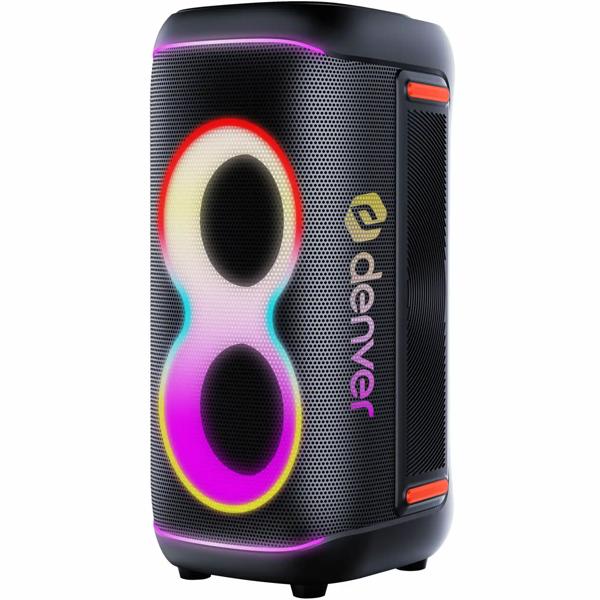 Powerful Bluetooth party speaker with 100W RMS, TWS, LED light show, microphone & remote control – IPX4 weather-resistant sound system for outdoor use