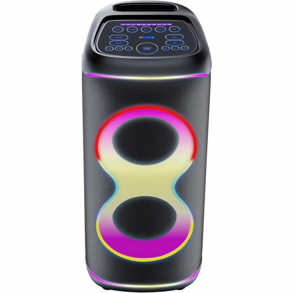 Powerful Bluetooth party speaker with 100W RMS, TWS, LED light show, microphone & remote control – IPX4 weather-resistant sound system for outdoor use