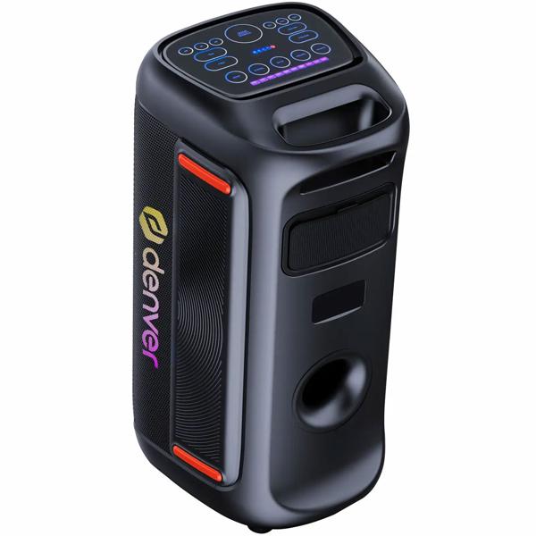 Powerful Bluetooth party speaker with 100W RMS, TWS, LED light show, microphone & remote control – IPX4 weather-resistant sound system for outdoor use