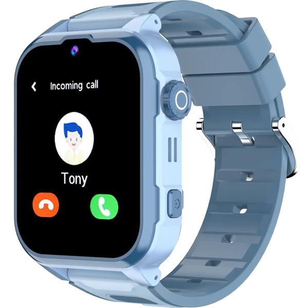 Robust blue kids‘ smartwatch with 4G video calls and precise GPS tracker – waterproof watch with SOS function and camera for maximum safety