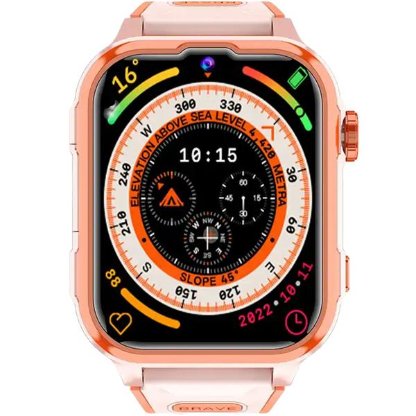 Robust pink kids smartwatch with 4G video call and precise GPS tracker – waterproof watch with SOS function & camera for maximum safety