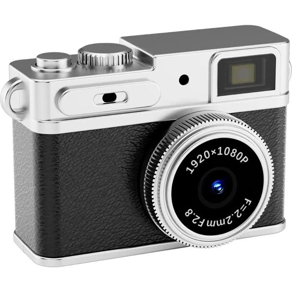 Mini appareil photo numérique Full HD porte‑clés, 3,1 x 4,8 x 2,15 cm, noir : adorable caméra rétro pour enfants et voyages. Photos 12 MP et vidéos 1080P