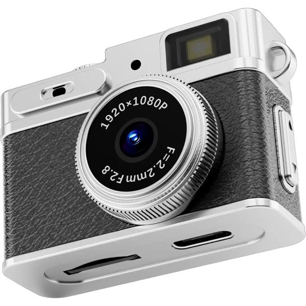 Mini appareil photo numérique Full HD porte‑clés, 3,1 x 4,8 x 2,15 cm, noir : adorable caméra rétro pour enfants et voyages. Photos 12 MP et vidéos 1080P