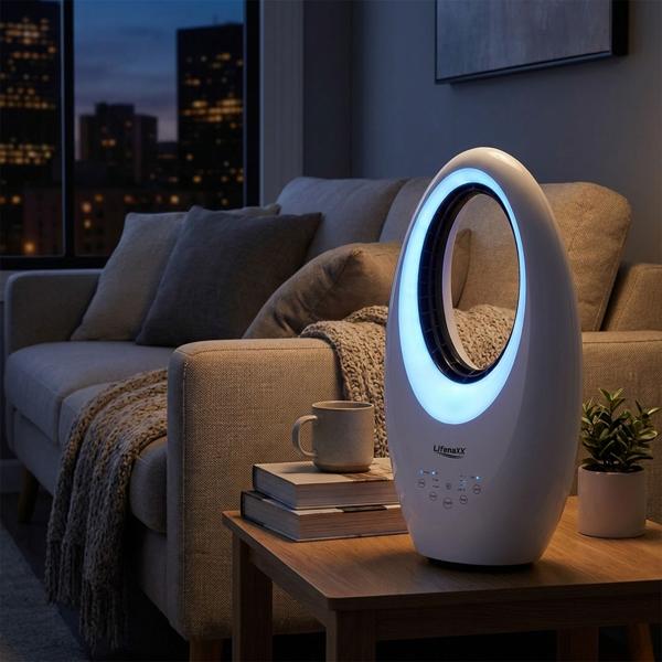 Bladeless fan with LED: modern tower fan with remote control, oscillation & timer – perfect for cooler, fresher days