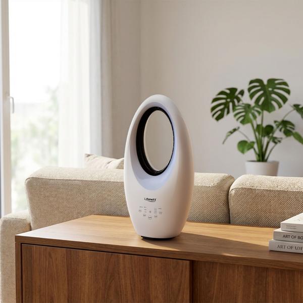 Bladeless fan with LED: modern tower fan with remote control, oscillation & timer – perfect for cooler, fresher days