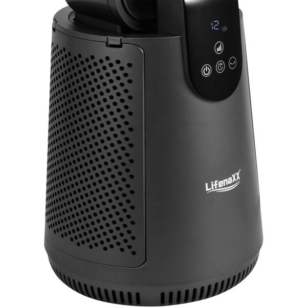 Bladeless tower fan with HEPA filter & ioniser – efficient air purifier, 12 levels, oscillation & remote control, 27 W