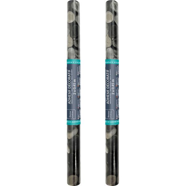 2er-Set Moderne Klebefolie mit Kieselsteinmuster, dunkelgrau – Hochwertige Dekofolie, selbstklebend, 45cmx200cm