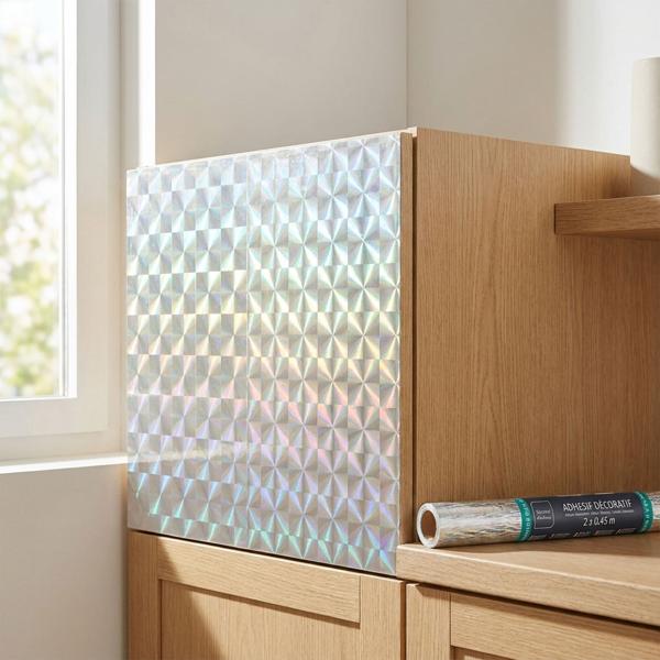 2er-Set Minimalistische Klebefolie mit Karomuster, silber – Hochwertige Dekofolie, selbstklebend, 45cmx200cm