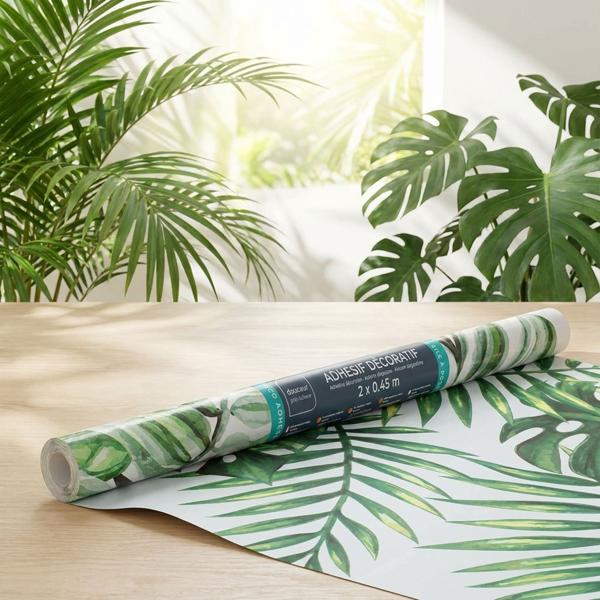 Pellicola adesiva esotica con motivo giungla – moderna pellicola decorativa, 45 cm x 200 cm – pellicola autoadesiva estiva