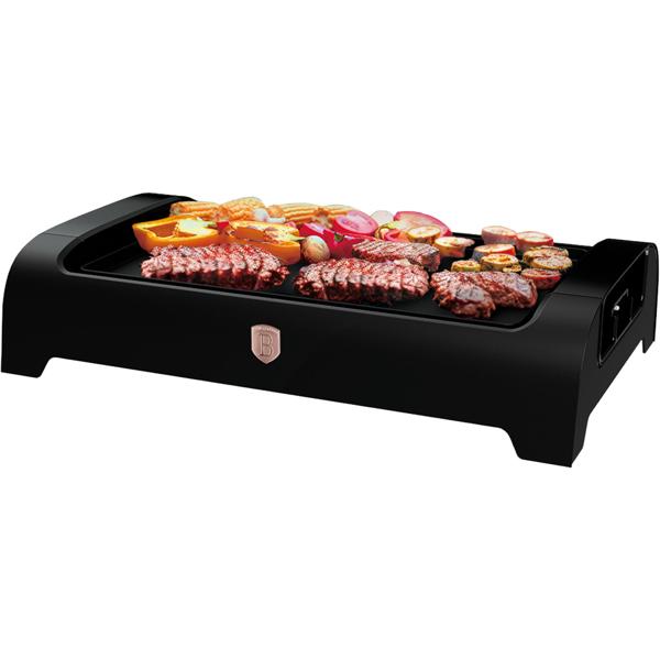 Electric table grill 1500 W black with non-stick grill plate: stepless thermostat, ideal for low-fat grilling, compact, elegant, easy to clean