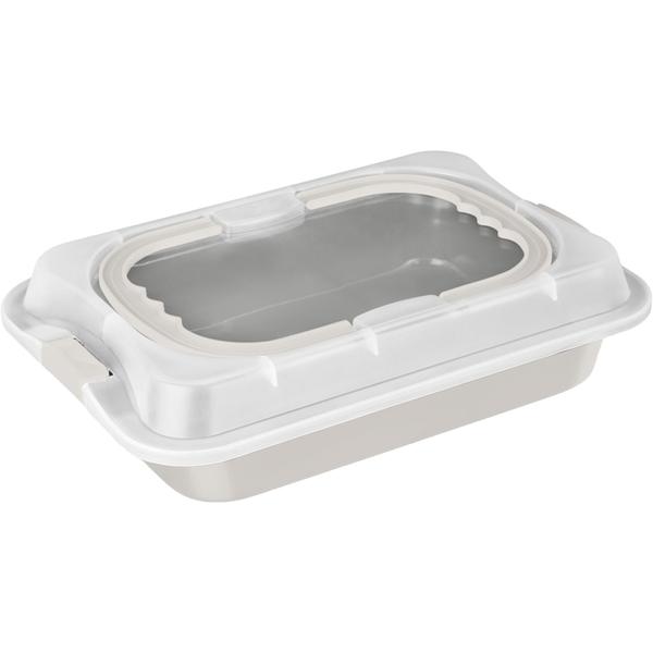 Arrostoio con coperchio 36,5 x 24,5 cm – Pirofila antiaderente in acciaio al carbonio, resistente al forno fino a 220 °C, ideale per forno e trasporto