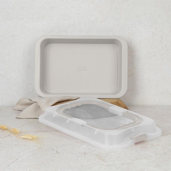 Arrostoio con coperchio 36,5 x 24,5 cm – Pirofila antiaderente in acciaio al carbonio, resistente al forno fino a 220 °C, ideale per forno e trasporto
