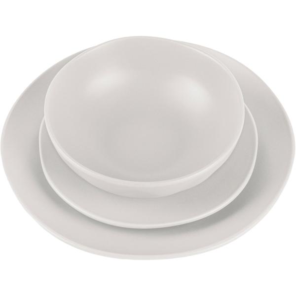 Exklusives 18-tlg. Geschirr-Set Creme: Tafelservice aus Steinzeug für 6 Personen, spülmaschinenfest & mikrowellengeeignet - für elegante Dinner