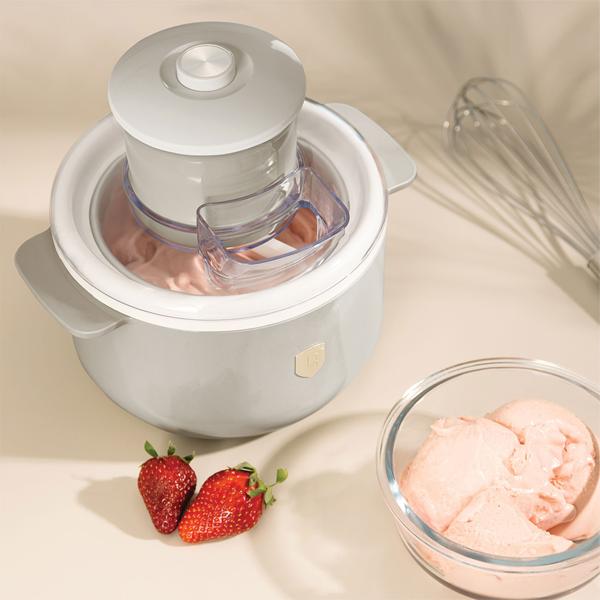 Elegant cream‑coloured 1.1 l ice cream maker: for creamy ice cream, fresh sorbet & delicate frozen yoghurt – compact dessert machine