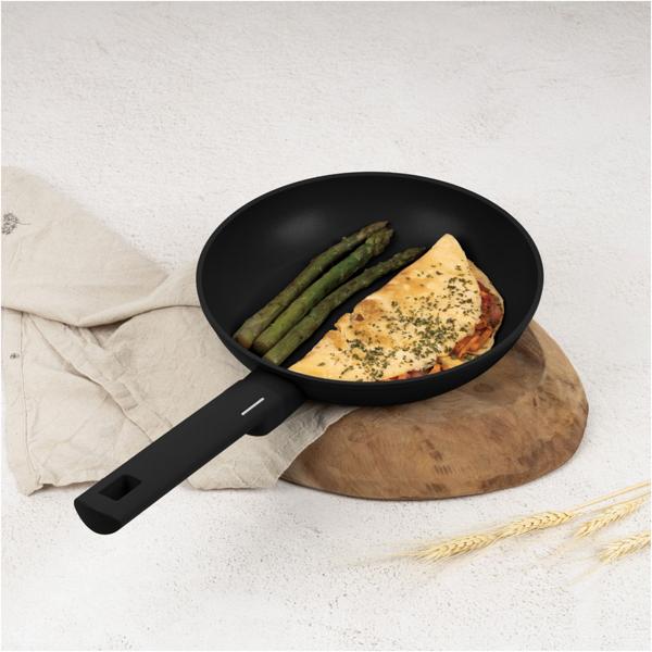 Elegante set di 3 padelle in alluminio nero opaco – set di padelle antiaderenti di alta qualità, facile da pulire per la cucina moderna