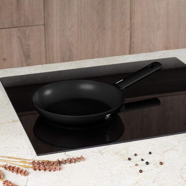 Elegante set di 3 padelle in alluminio nero opaco – set di padelle antiaderenti di alta qualità, facile da pulire per la cucina moderna