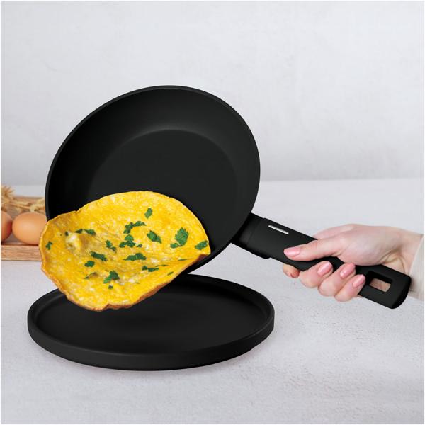 Elegante set di 3 padelle in alluminio nero opaco – set di padelle antiaderenti di alta qualità, facile da pulire per la cucina moderna