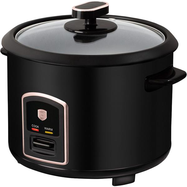 Moderner Reiskocher 1,8L 700W, Antihaft-Topf in Schwarz-Roségold, edler Reisgarer für perfekte Kochergebnisse, effizient & stilvoll