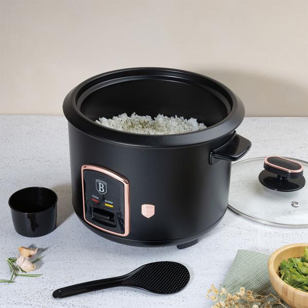 Moderner Reiskocher 1,8L 700W, Antihaft-Topf in Schwarz-Roségold, edler Reisgarer für perfekte Kochergebnisse, effizient & stilvoll