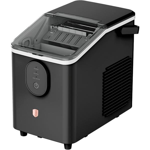 Macchina per cubetti di ghiaccio – Ice maker compatto dal design retrò con serbatoio acqua 0,8 L e 120 W – 12 kg di ghiaccio in 24 h – Incl. pratica paletta per il ghiaccio, nero oro rosa