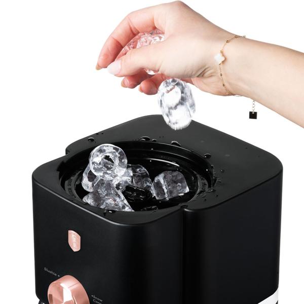 Electric Ice Crusher 30 W, 1.1 l Black-Rose Gold: Crushed Ice & Shaved Ice Machine for Cocktails, Iced Coffee & Slush, ideal for any party