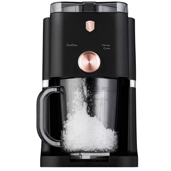 Electric Ice Crusher 30 W, 1.1 l Black-Rose Gold: Crushed Ice & Shaved Ice Machine for Cocktails, Iced Coffee & Slush, ideal for any party