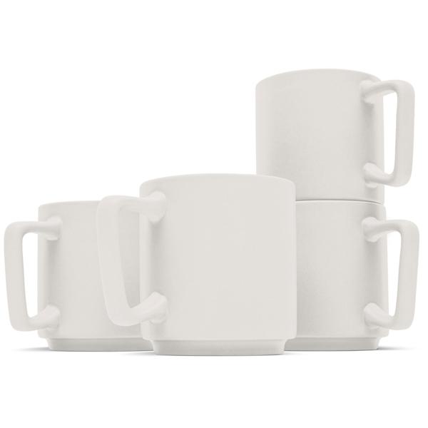 4‑piece stoneware mug set: 300 ml matte cream mug set, dishwasher‑safe & microwave‑safe – modern cups, ideal for office and kitchen