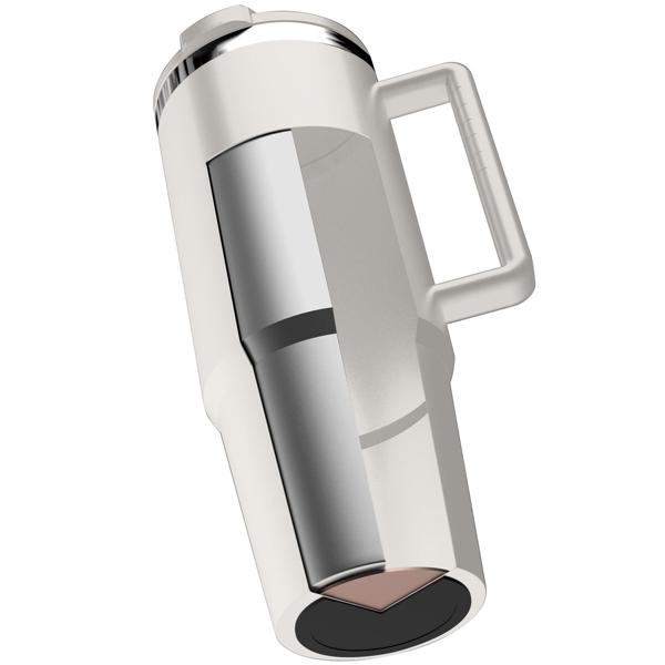 Insulated mug 1 litre stainless steel with 30 cm straw, matte cream – modern thermal mug for coffee, iced tea and more – keeps drinks hot or ice‑cold for hours