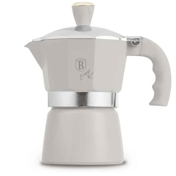 Coffee maker for 3 cups of espresso – 150 ml aluminium stovetop espresso maker in matte cream – Easy preparation and effortless cleaning
