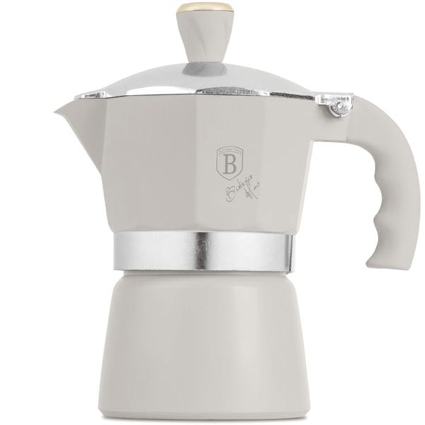 Coffee maker for 3 cups of espresso – 150 ml aluminium stovetop espresso maker in matte cream – Easy preparation and effortless cleaning