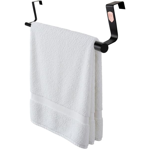 Extendable stainless steel tea towel holder, black‑rose gold, adjustable 23–40 cm – space‑saving towel holder for kitchen and cupboard