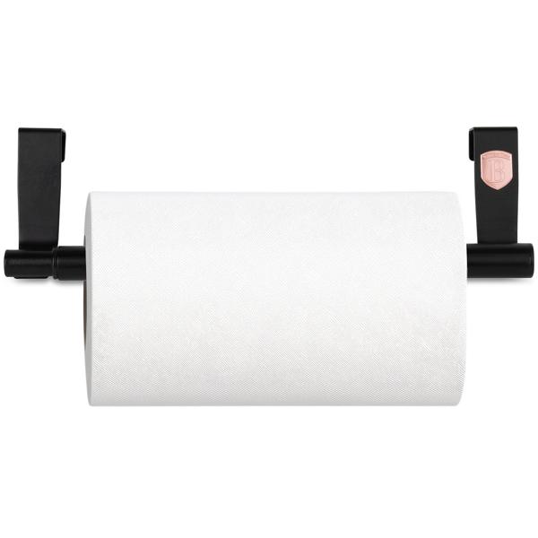 Extendable stainless steel tea towel holder, black‑rose gold, adjustable 23–40 cm – space‑saving towel holder for kitchen and cupboard