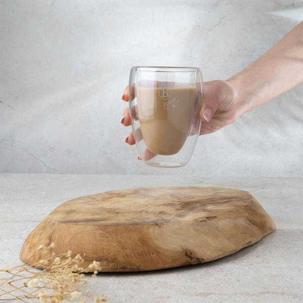 Set of 2 double-walled coffee mugs, 300 ml, floating effect, heat-resistant barista glass, cappuccino, latte macchiato, tea