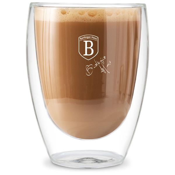 Set of 2 double-walled coffee mugs, 300 ml, floating effect, heat-resistant barista glass, cappuccino, latte macchiato, tea