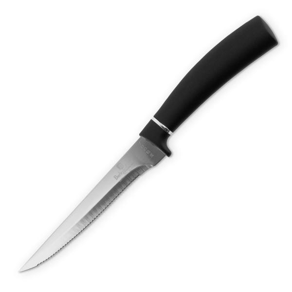 Set de 6 couteaux à steak en acier inoxydable – couteaux à viande tranchants avec lame 11,5 cm et manche soft-touch – couteaux élégants, noir