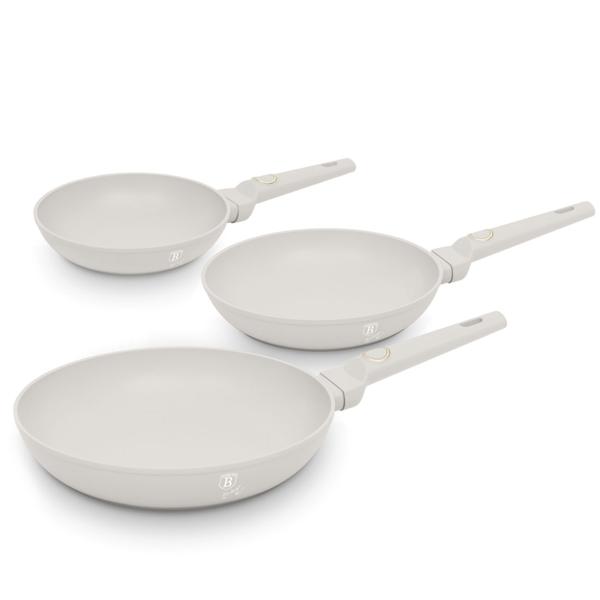 Frying pan set, 3-piece Ø 20/24/28 cm – Induction & all hobs – TitaniumPro non-stick, soft-touch handles – Sahara/Beige – Free from PFOA/lead/cadmium