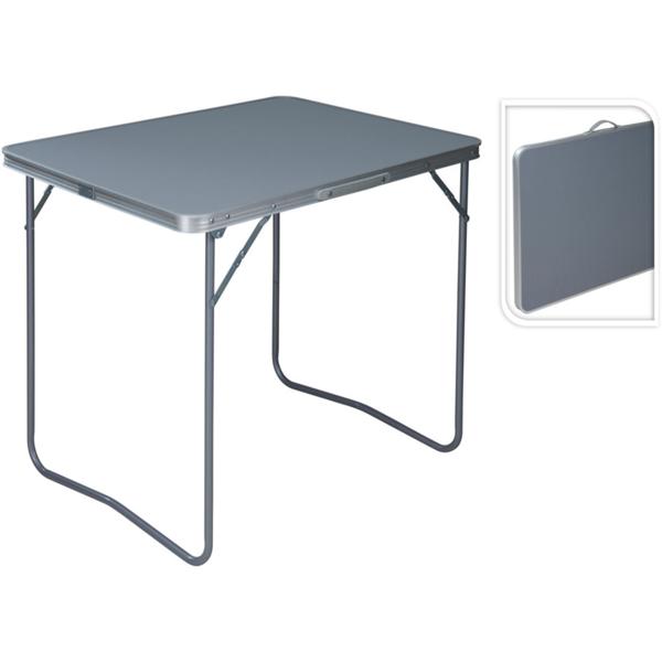 Tavolo da campeggio pieghevole (80 x 60 x 69 cm) in grigio – tavolo resistente alle intemperie con robusto bordo in alluminio, telaio in metallo stabile e pratica maniglia di trasporto, capacità di carico fino a 30 kg