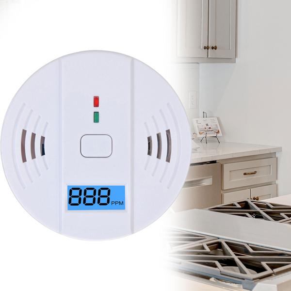 Carbon monoxide detector CO alarm with LCD display, 85 dB alarm, DIN EN5029 certified, CO warning device with memory function for home and camping