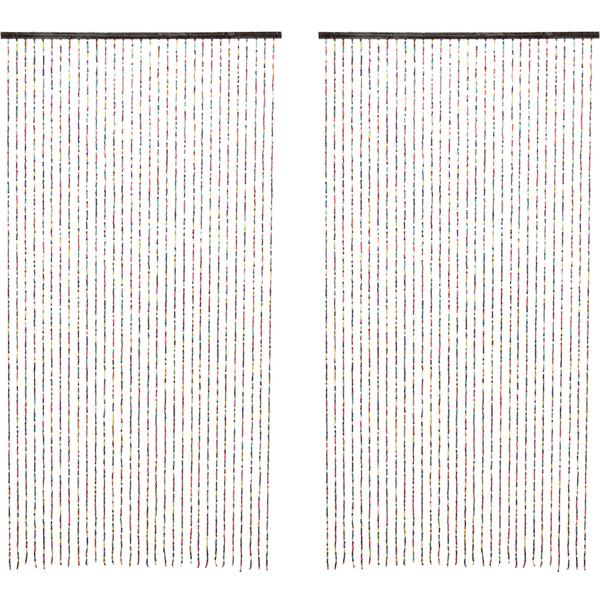 Lot de 2 rideaux de porte 90x180 cm avec 31 rangées de perles en bambou colorées – séparateur décoratif pour une ambiance de vie chaleureuse – véritable accroche‑regard pour chaque passage