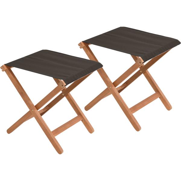Set of 2 comfortable wooden folding stools – weather-resistant garden stool & foldable camping stool – sturdy folding seat for barbecues, camping and fishing
