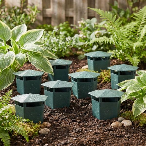 Piège à limaces set de 8 en plastique, protection écologique contre les limaces sans produits chimiques, piège biologique à bière avec couvercle pour jardin et plate‑bandes, vert