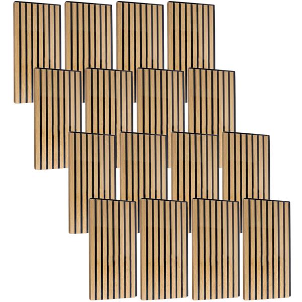 16er-Set Wandpaneele 60x30 cm in edler Holzoptik – Akustik-Wandverkleidung aus MDF & PET – Nachhaltiges Design FSC-zertifiziert für eine moderne Raumgestaltung