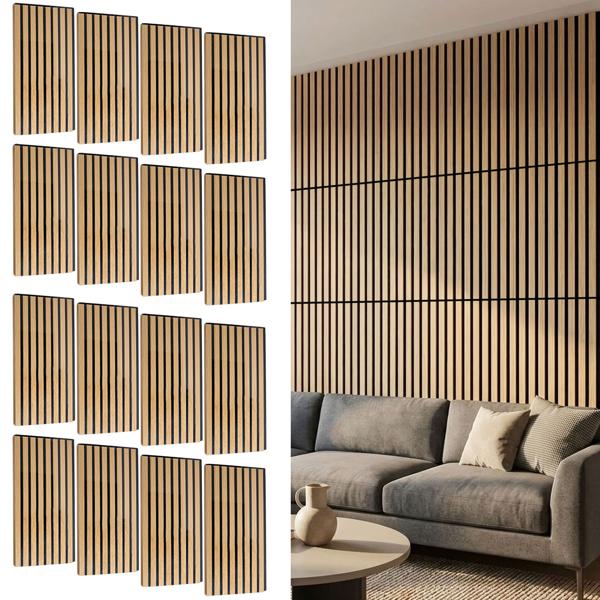 16er-Set Wandpaneele 60x30 cm in edler Holzoptik – Akustik-Wandverkleidung aus MDF & PET – Nachhaltiges Design FSC-zertifiziert für eine moderne Raumgestaltung