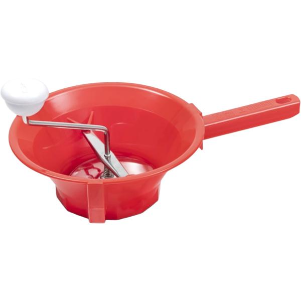 Moulin à légumes robuste Ø22 cm rouge et blanc avec 3 grilles : passe-légumes idéal pour préparer sauces, purée fine et petits pots pour bébé