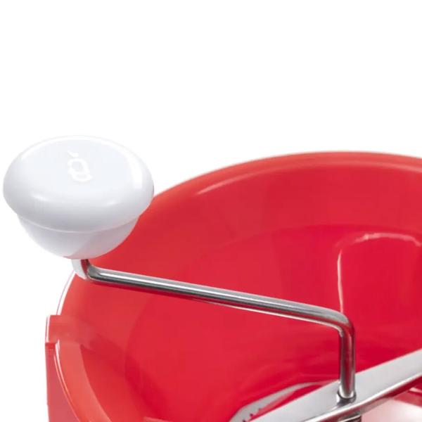 Robuste Gemüsemühle Ø26cm in Rot-Weiss mit 3 Sieben: Passiermühle ideal für Zubereitung von Saucen, feinem Püree und Babynahrung