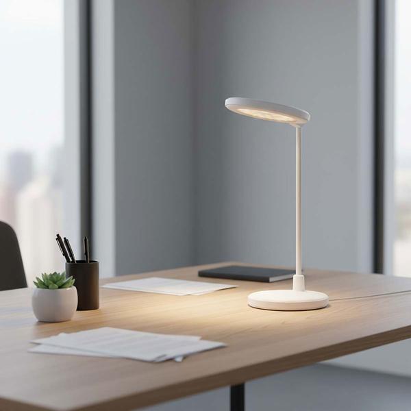 Elegante LED Schreibtischlampe mit Schminkspiegel & Akku, Weiss – Dimmbare Kosmetiklampe & Make-up Licht für Schminktisch & Büro, USB-C, 58.3cm